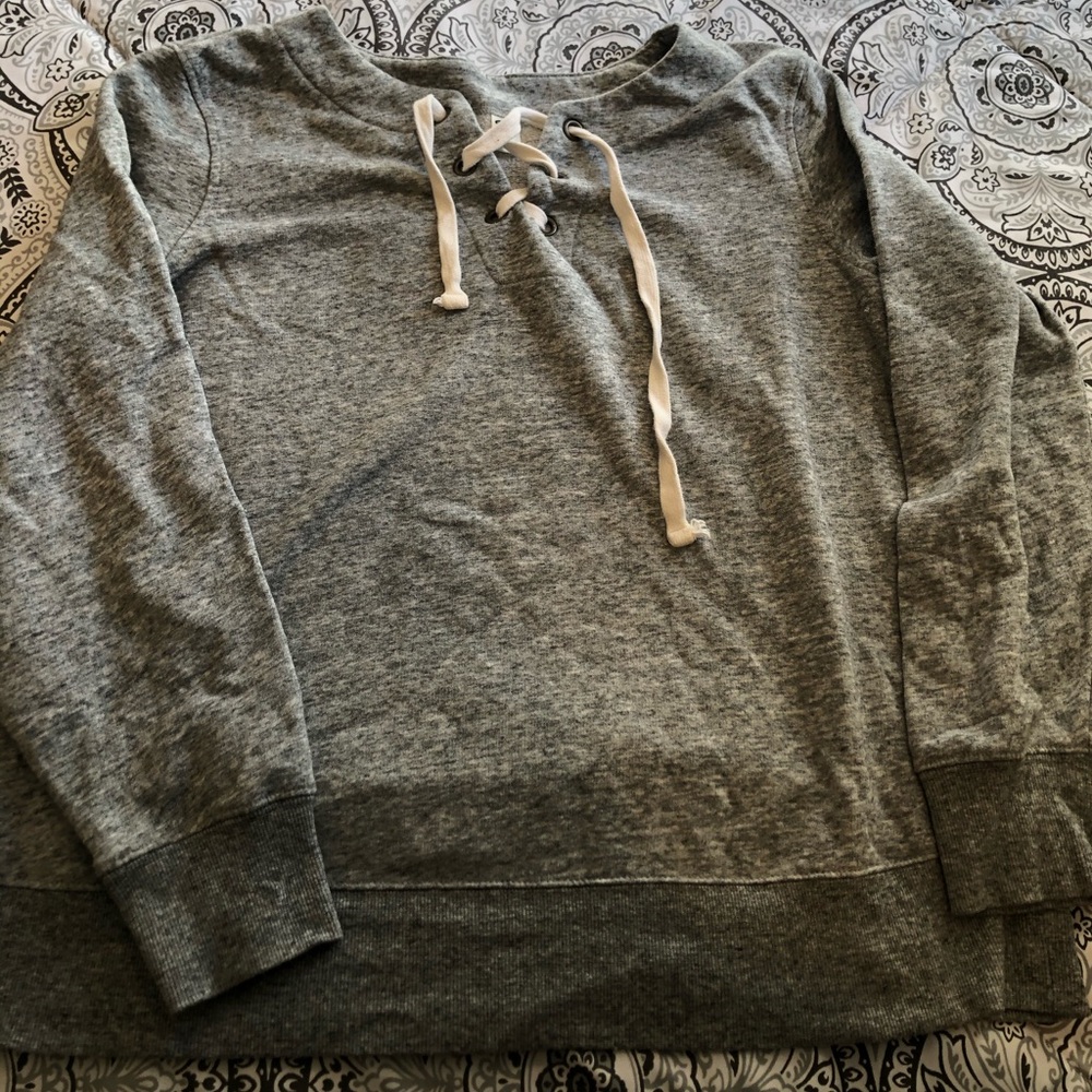 Gray Old navy Lace Up Sweater